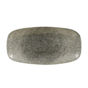 RAKU OBLONG PLATE QUARTZ BLACK 355MM <br> By Churchill
