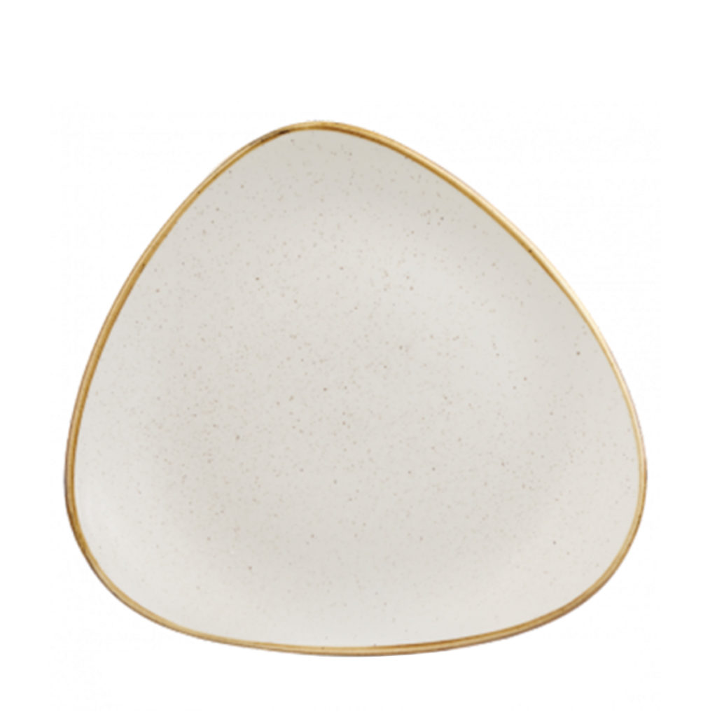 Stonecast triangle bowl 235mm by Churchill in Barley white.