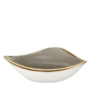 Side view of Stonecast triangle bowl 235mm by Churchill in peppercorn grey.