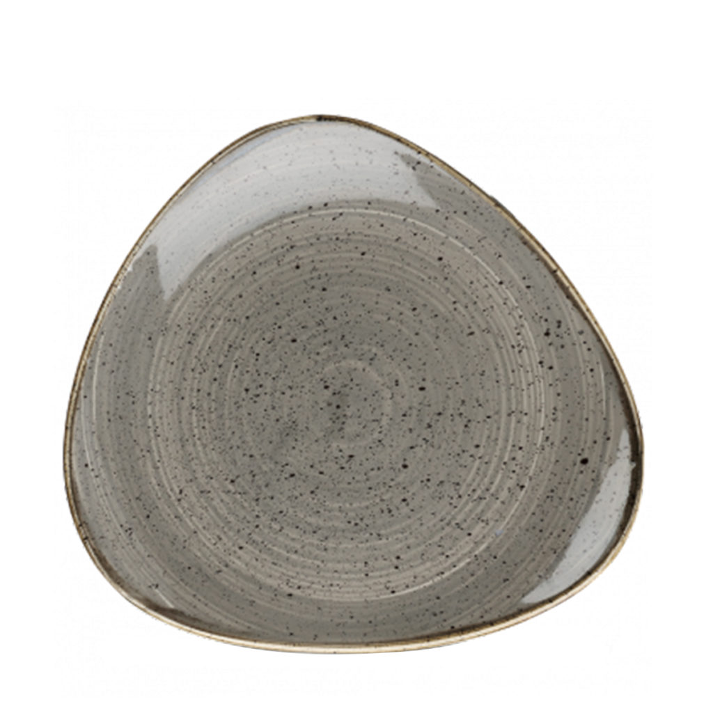 Stonecast triangle bowl 235mm by Churchill in peppercorn grey.