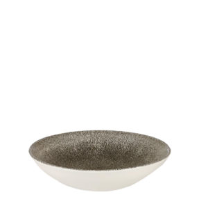 Side view of Churchill's Raku coupe bowl 182mm in grey.