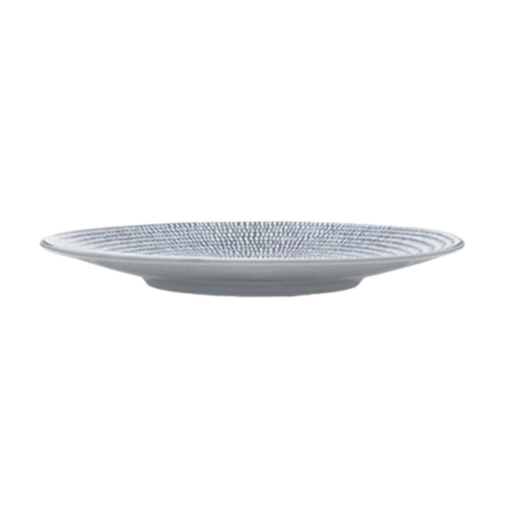 Side view of Luzerne’s Urban deep plate 310mm in Storm pattern.
