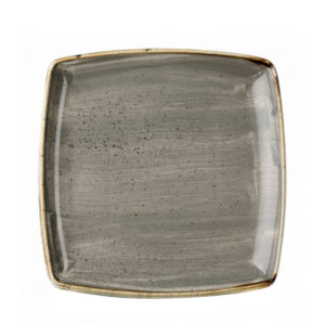 STONECAST SQUARE PLATE 268MM <br> by Churchill - Peppercorn grey
