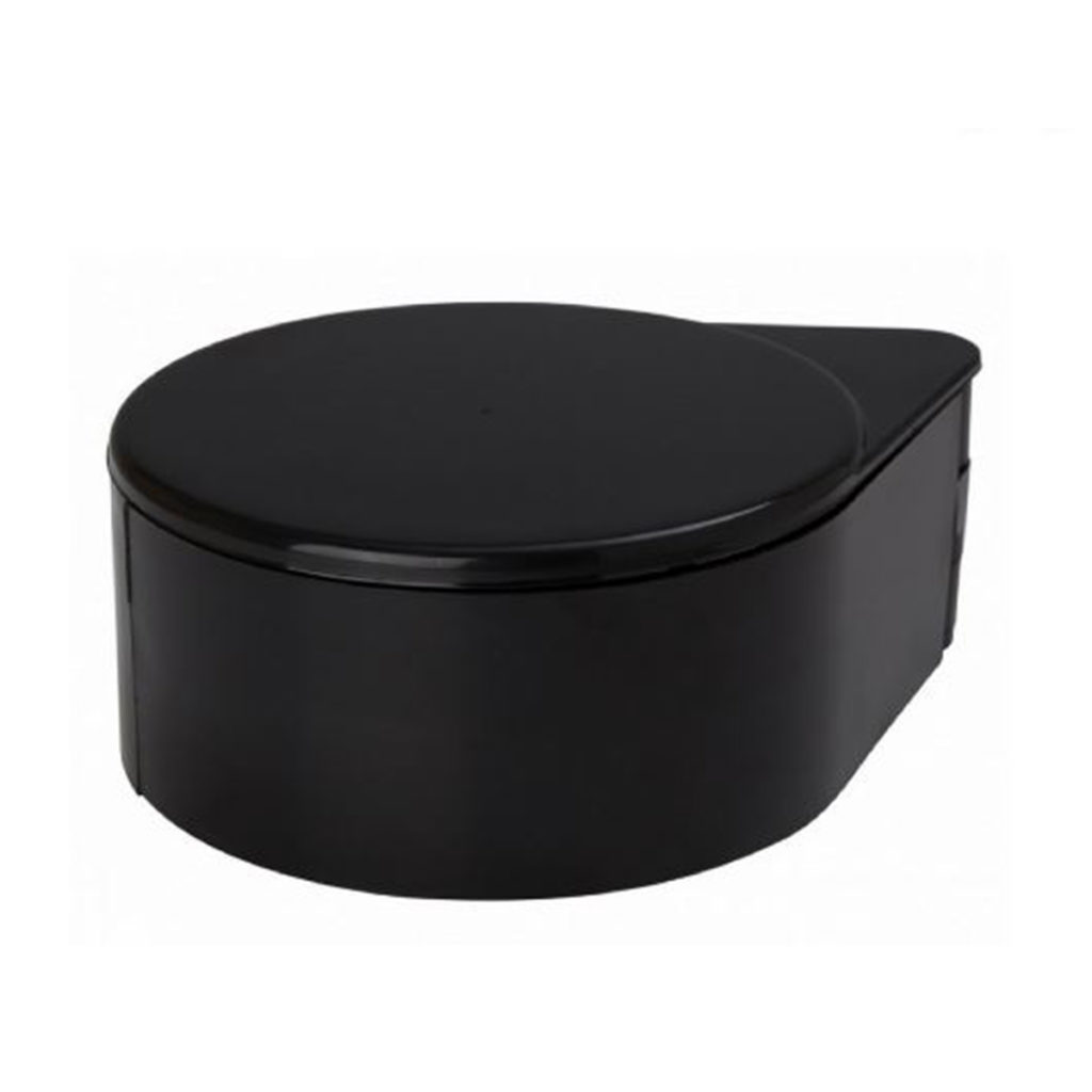 The 3-tier glass rimmer closed.