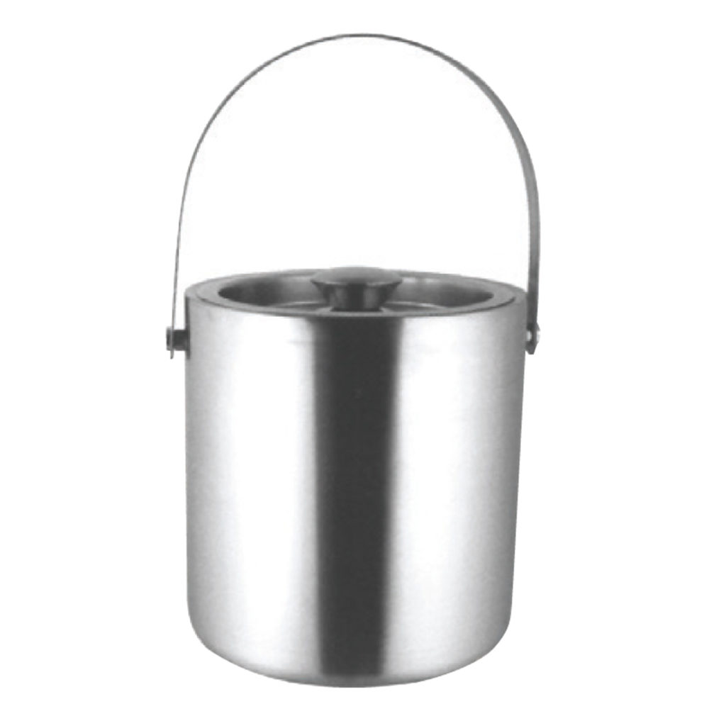 Double-walled stainless steel ice bucket.