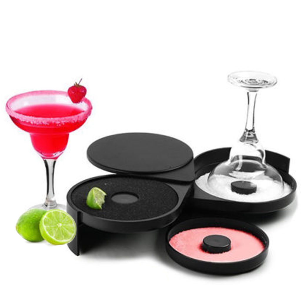 A 3-tier glass rimmer in use.