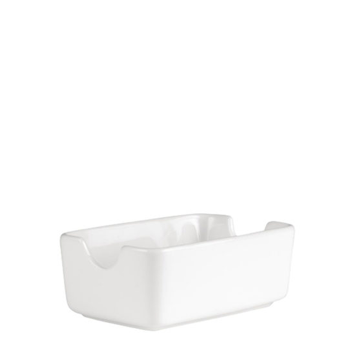 A white sugar sachet holder by Churchill.