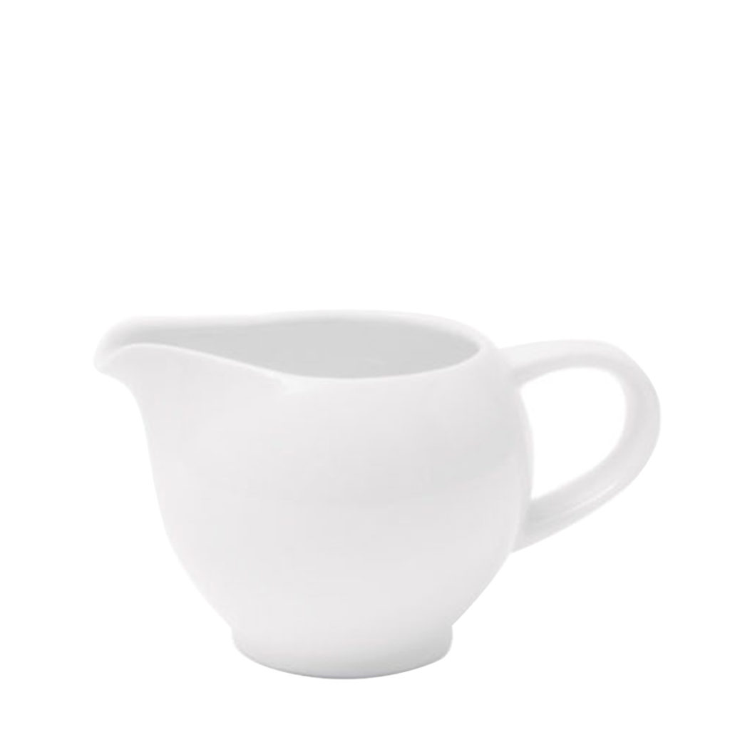 A curved milk jug by Fortis.