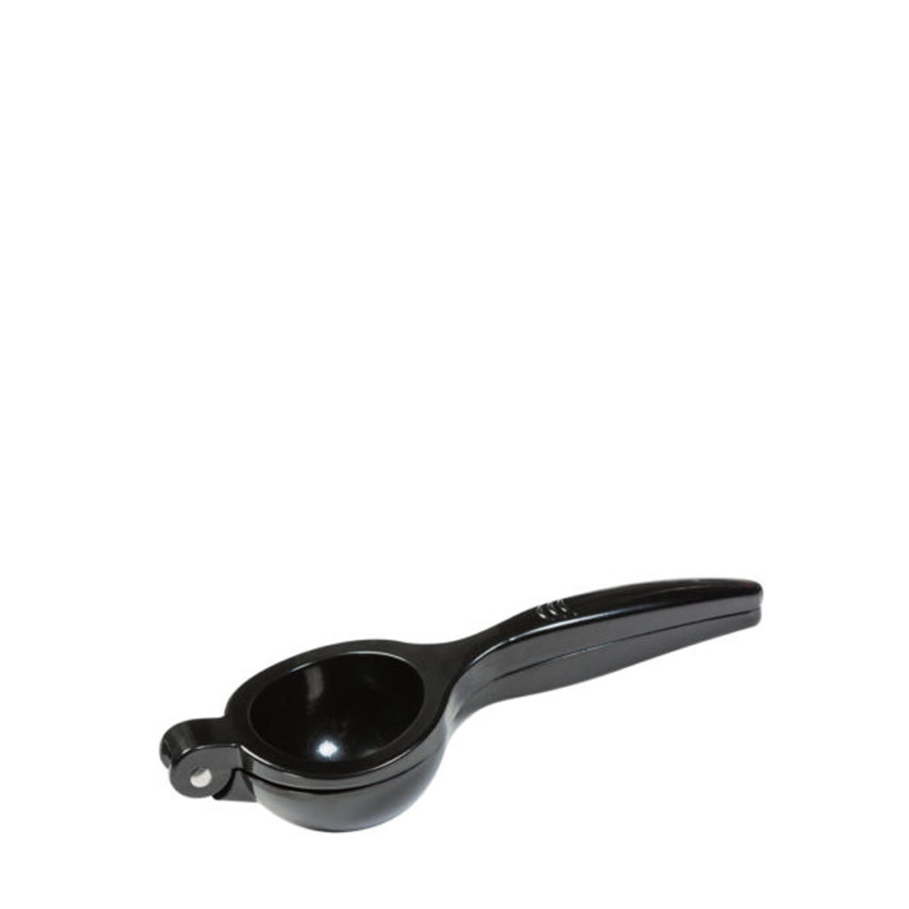 A lemon squeezer made from metal.