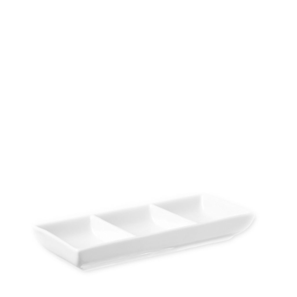 A 3 division condiment dish by Fortis.