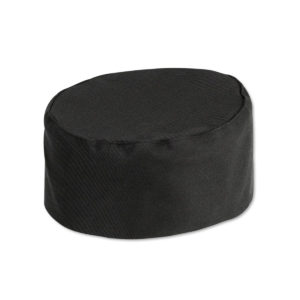A black forage beanie chef hat.