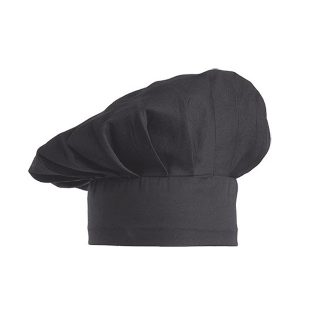 A black mushroom chef hat.