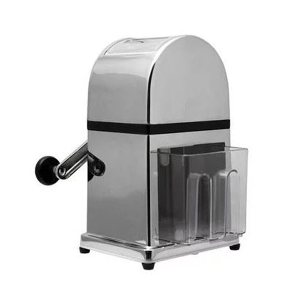 An empty manual ice crusher.
