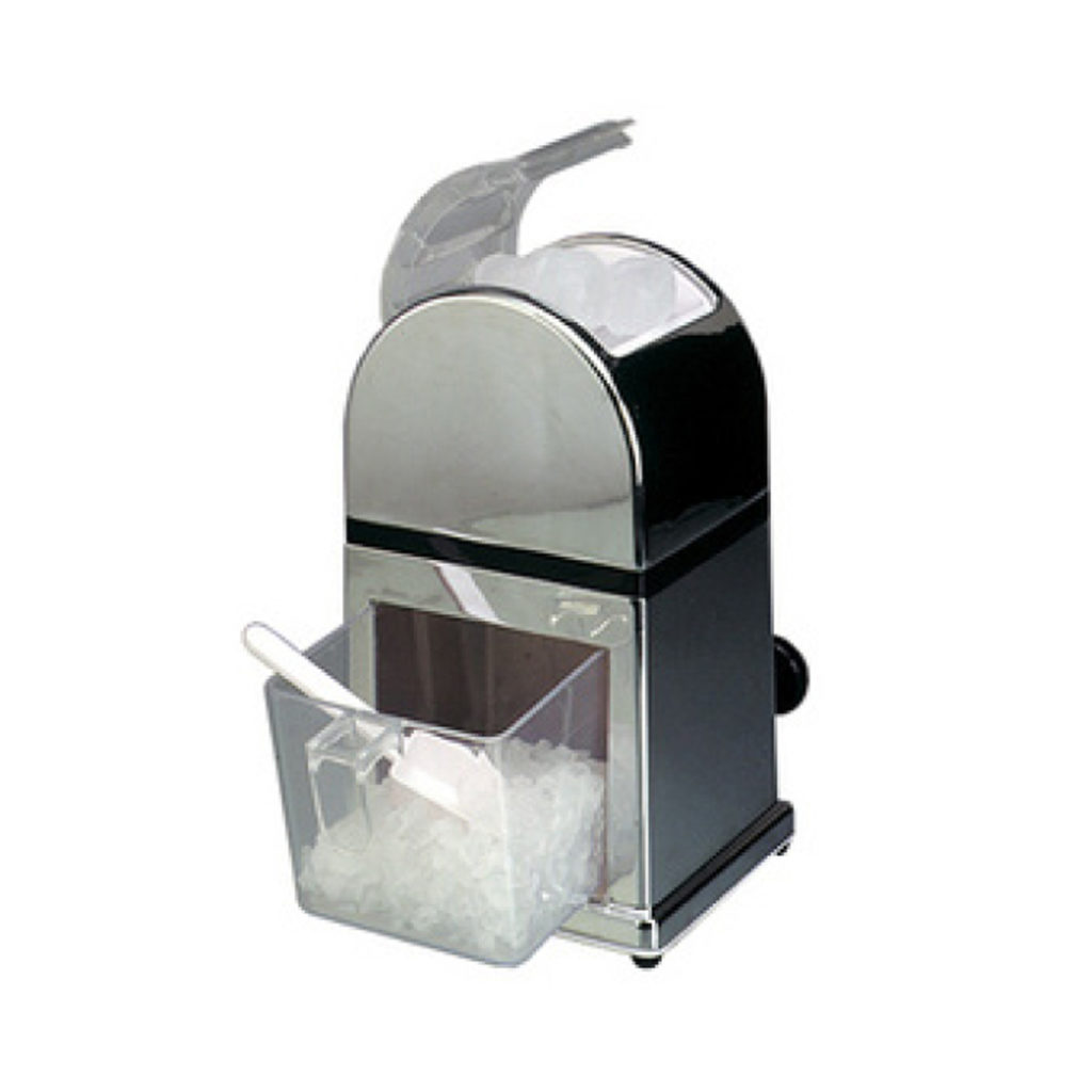 Manual ice crusher filled with ice.