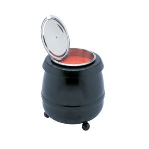 A soup kettle by avenia in black.