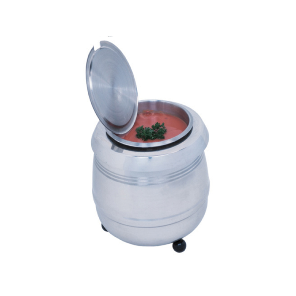 A soup kettle by Avenia in silver.