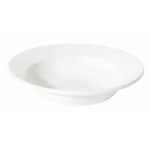Fortis rimmed soup bowl in white.