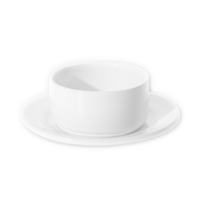 Fortis stacking soup bowl and double well saucer by Fortis.