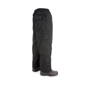 A pair of black cargo pants.