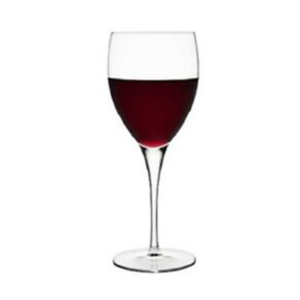 The Michelangelo Masterpiece Grandi Vini Wine Glass with red wine.