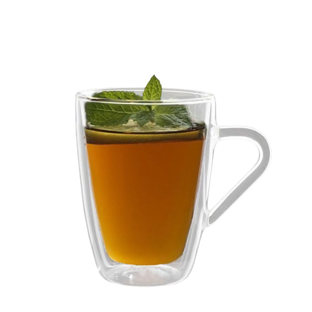Thermic glass mug with tea