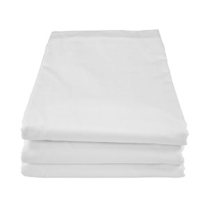 A stack of rectangular table cloths.