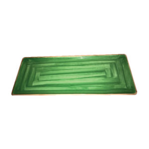 A green hand-painted buffet tray by Porcelaine de Saronno.