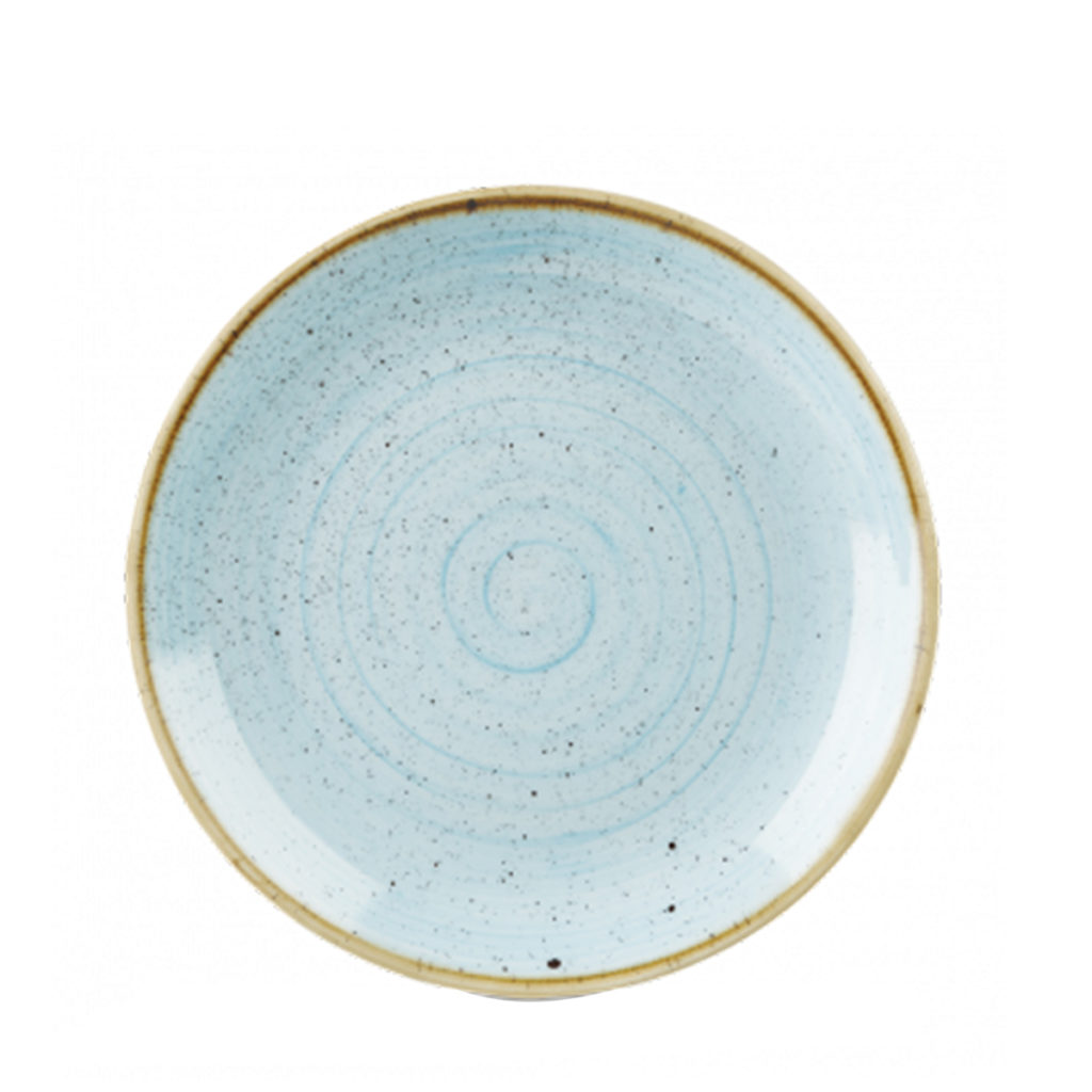Churchill's Stonecast coupe plate 260mm in duck blue.