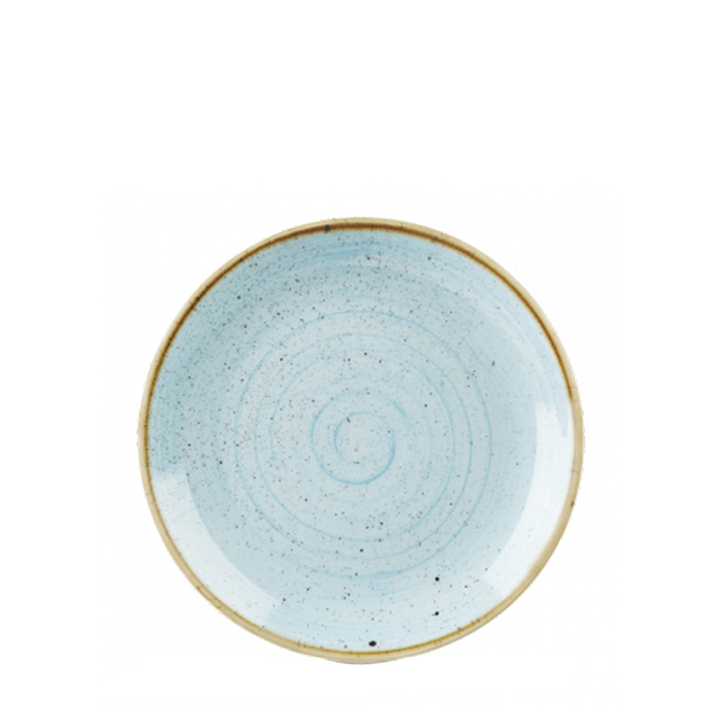 Churchill's Stonecast coupe plate 217mm in duck blue.