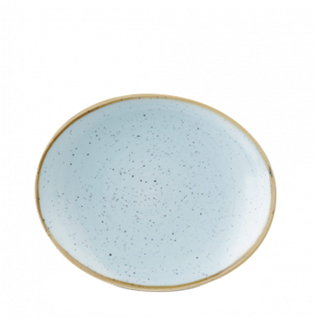 Churchill’s Stonecast oval side plate in duck egg blue.