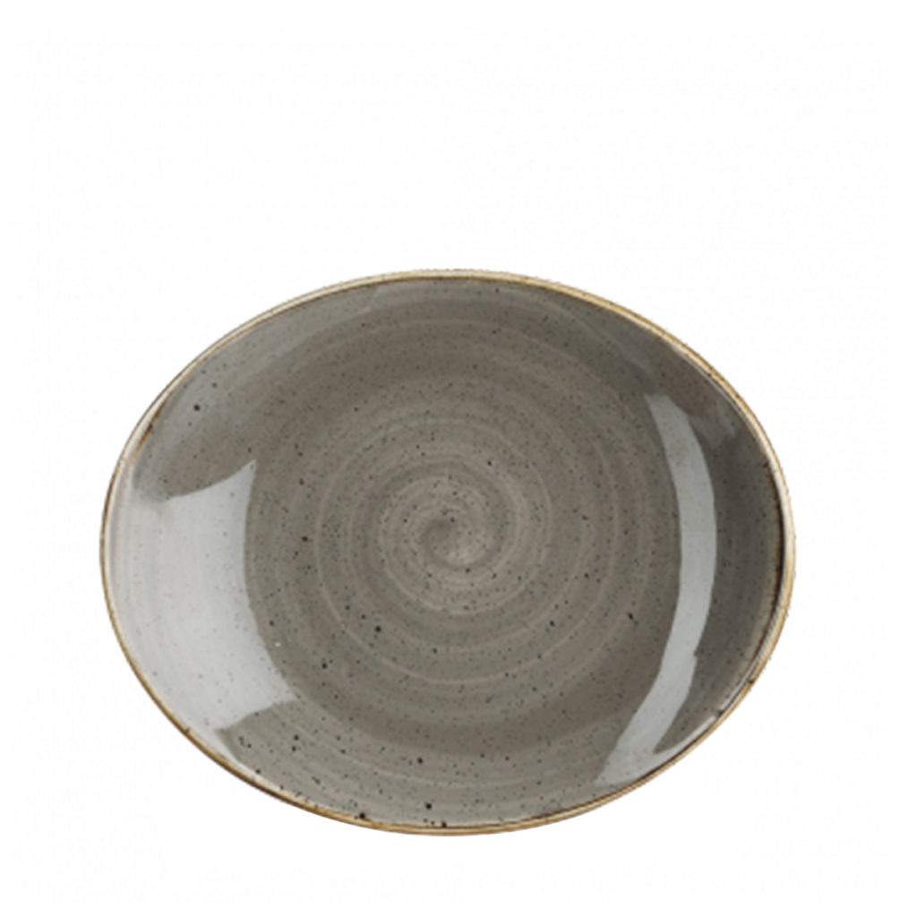 Churchill’s Stonecast oval side plate in peppercorn grey.