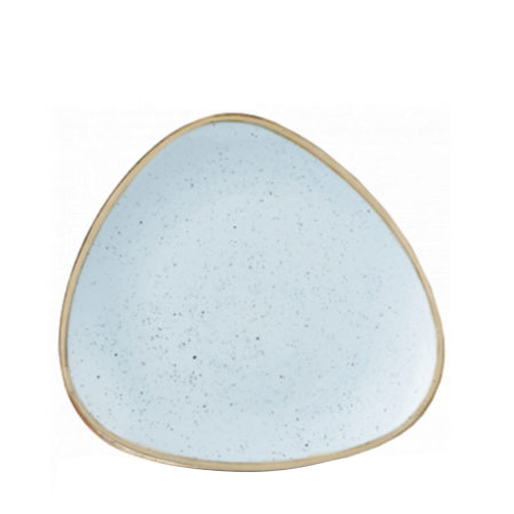Stonecast triangle side plate in duck egg blue.