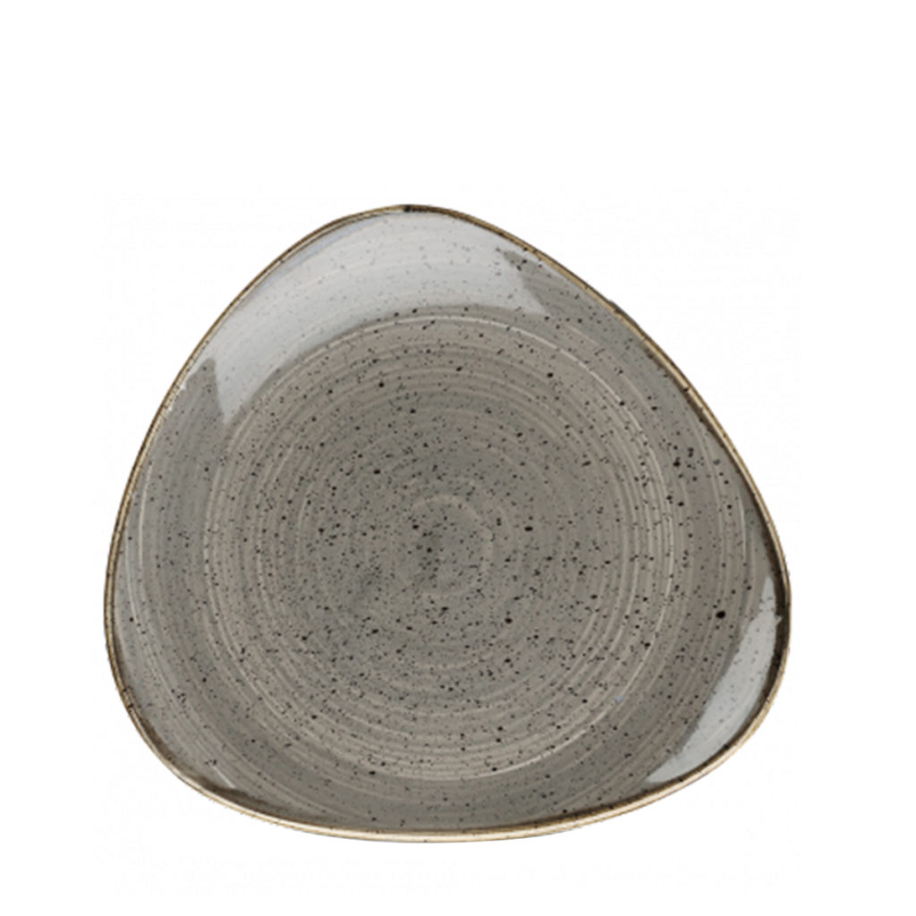 Stonecast triangle side plate in peppercorn grey.