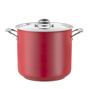A stock pot in red.