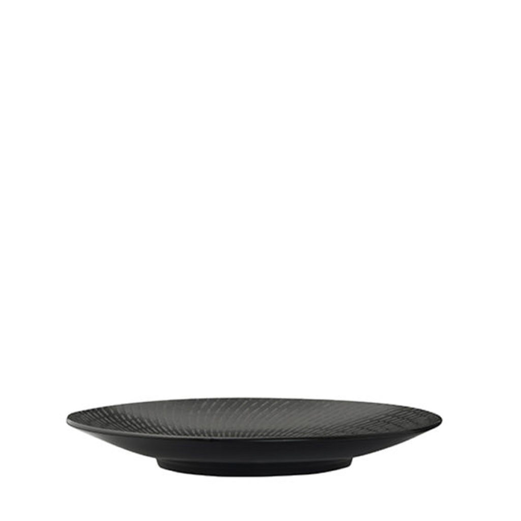 Side view of Luzerne’s Urban deep plate 190mm in black swirl pattern.