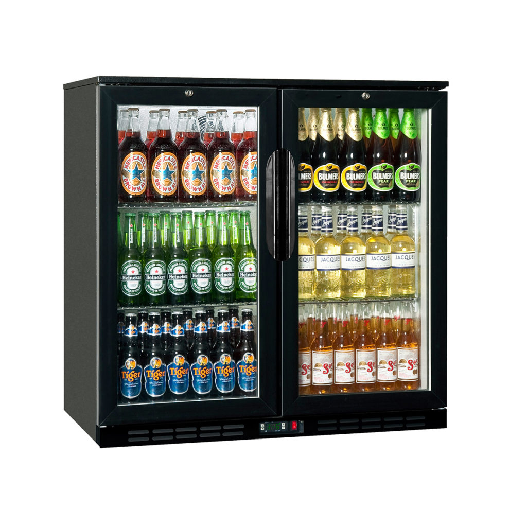 A double hinged back bar cooler by Salvadore.