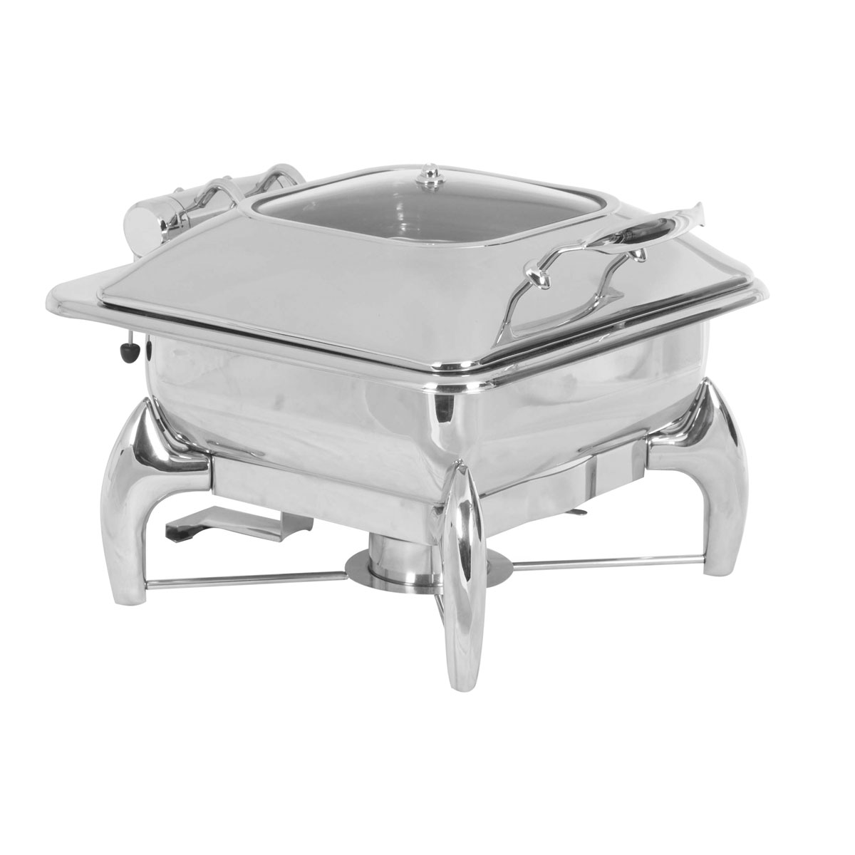 A square induction chafing dish by Global.