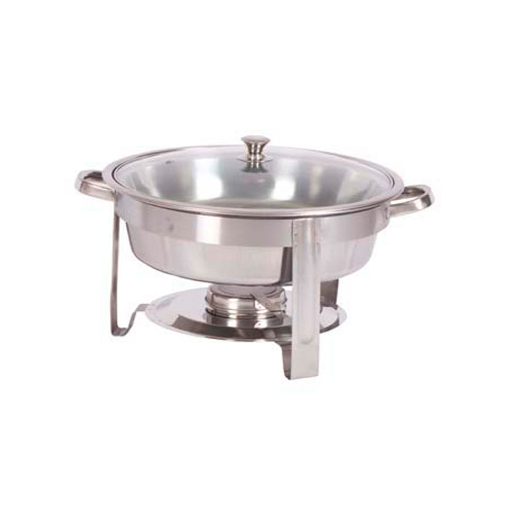 Global’s round stainless steel chafer.
