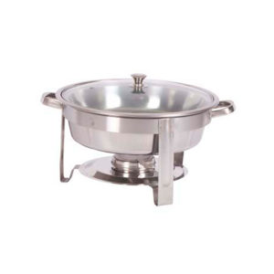 Global’s round stainless steel chafer.