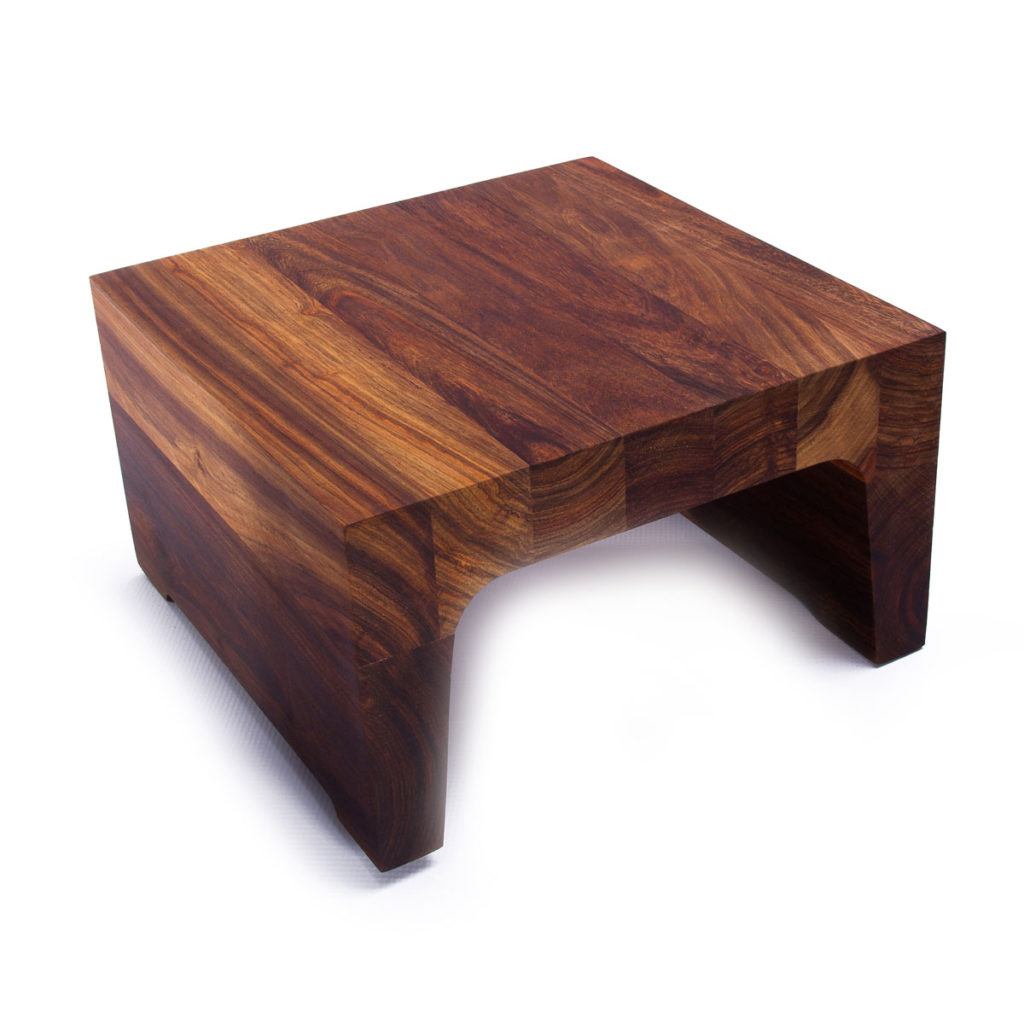 Large wood display bench by Infiniti.