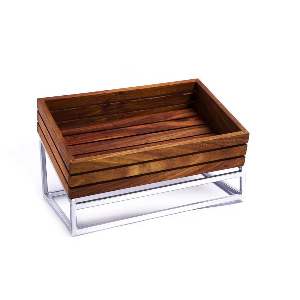 Extra small wood display basket with stand by Infiniti.
