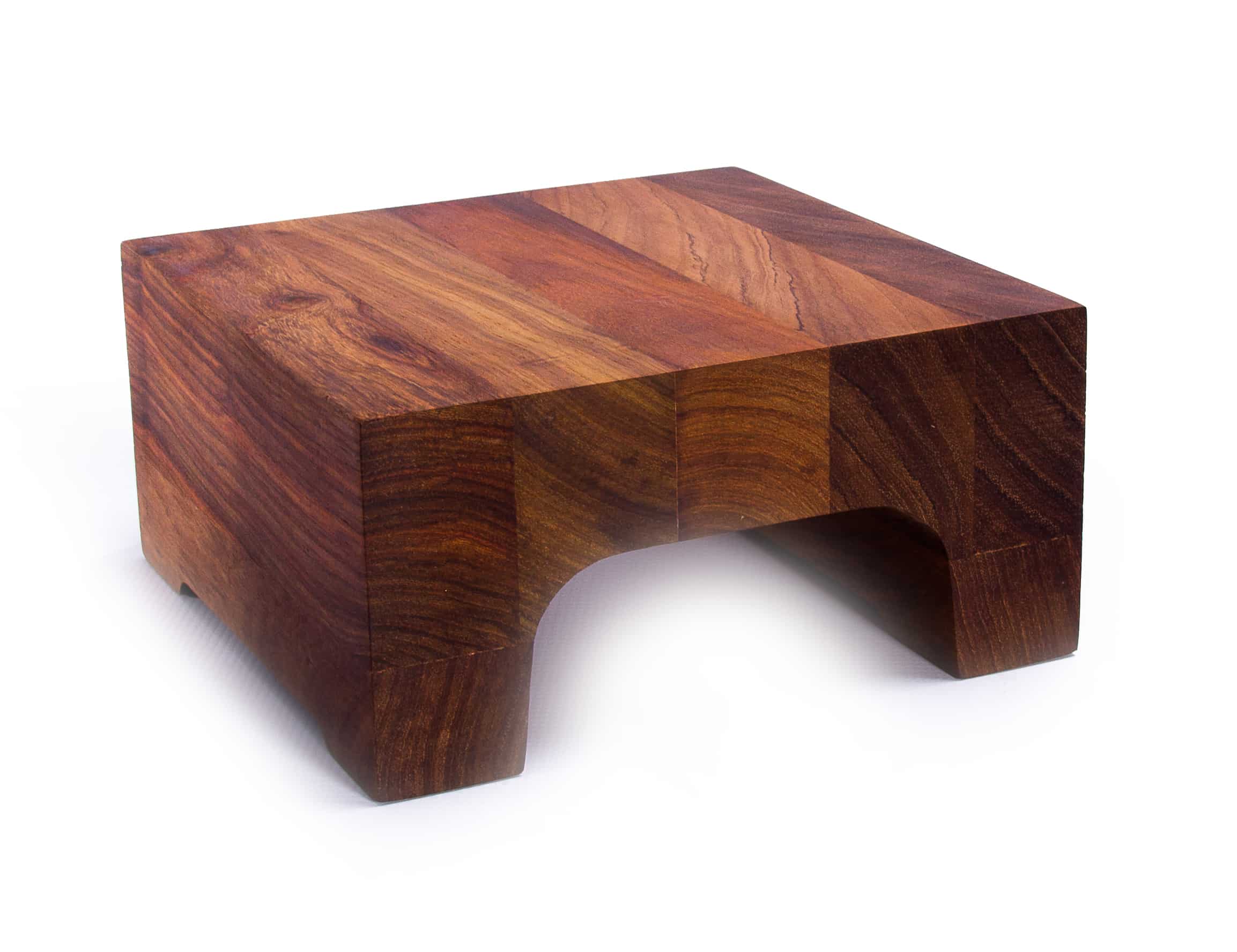 Small wood display bench by Infiniti.