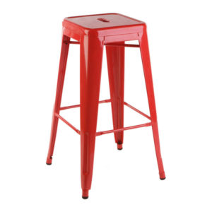 A Tolix high glass bar stool in red.