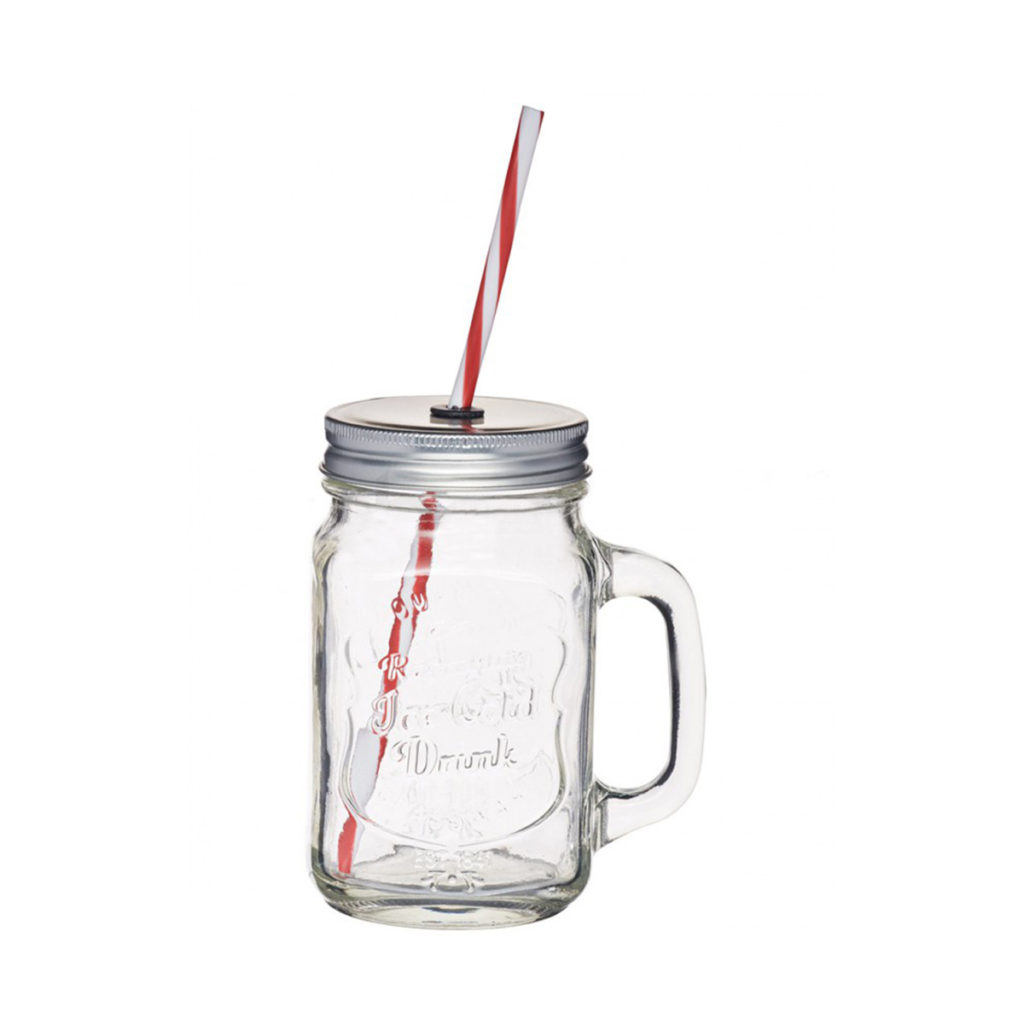 The harvest time drinking jar with lid and straw.