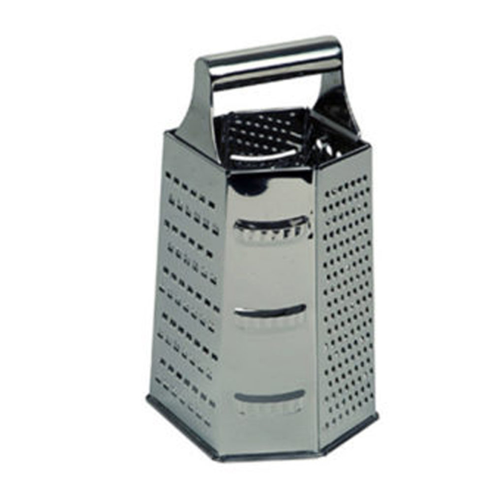 A steel 6 sided grater.
