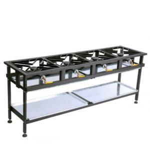 Gas boiling table with 4 straight burners.