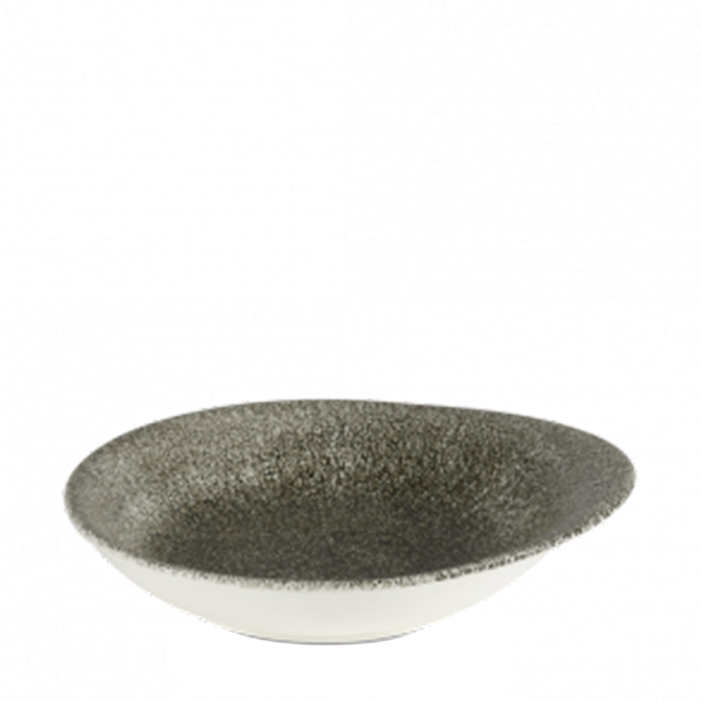 The Raku round dish by Churchill in grey.
