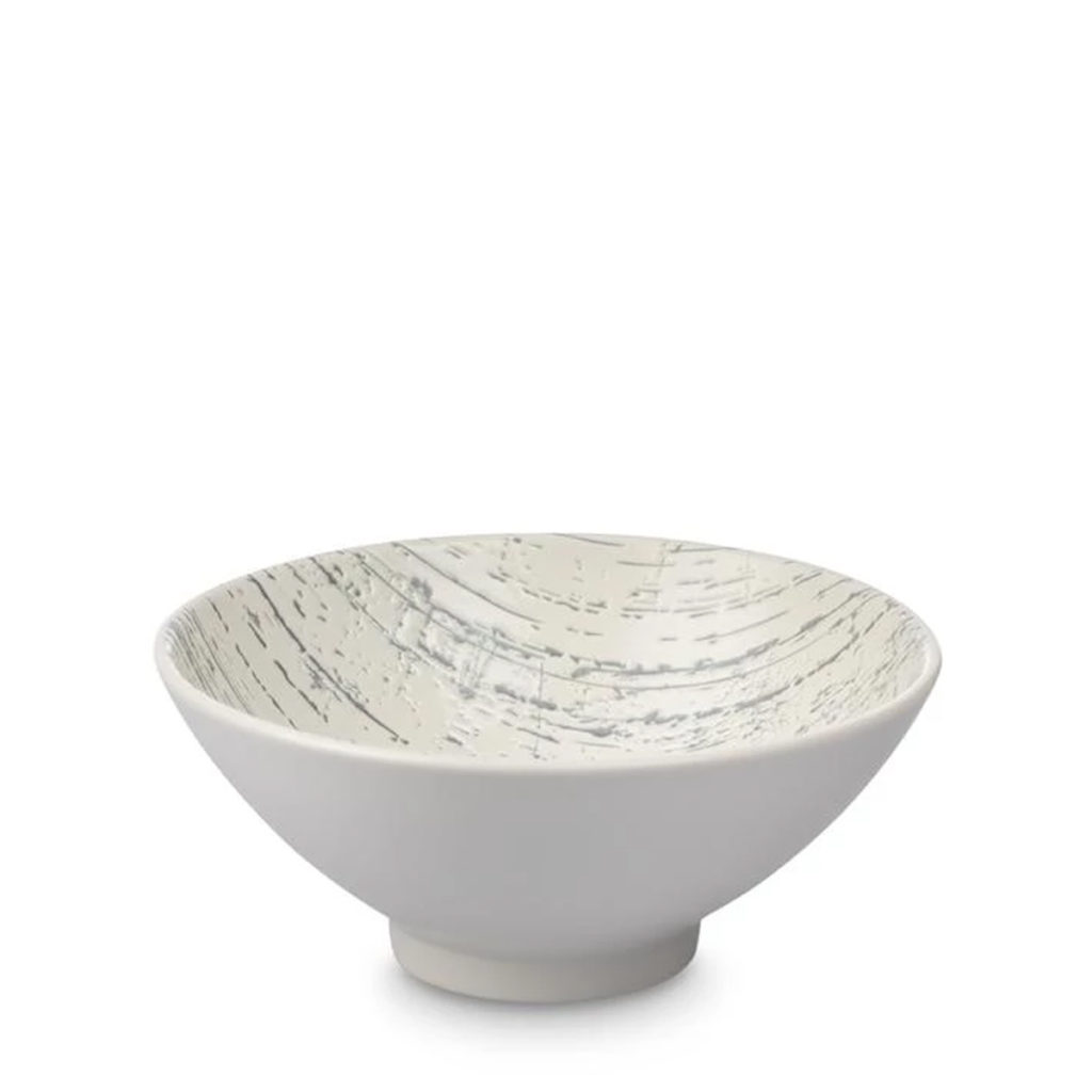 Luzerne’s Drizzle white round v-bowl.