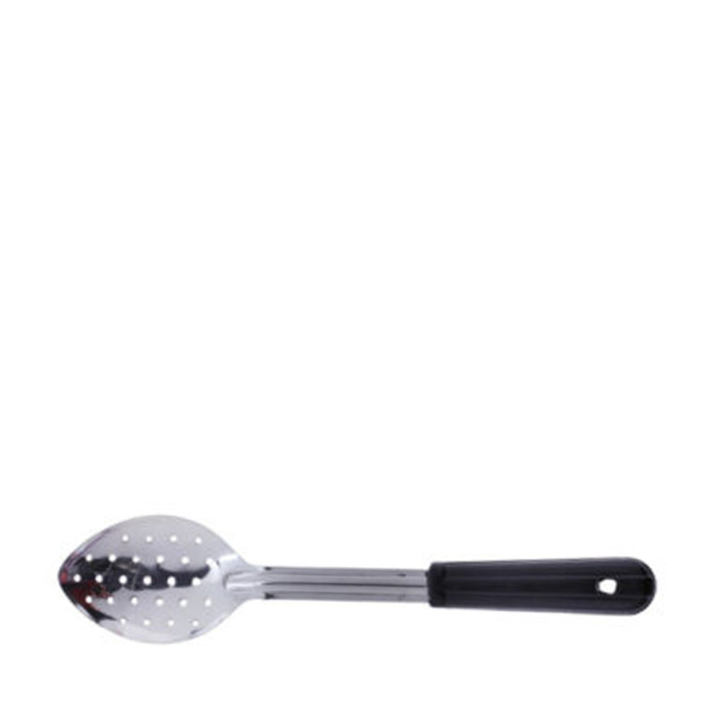 A 330mm perforated basting spoon with a PVC handle.