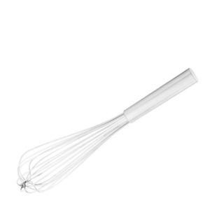 A stainless steel french whisk.